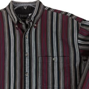 Wrangler Twenty X Vintage Western Shirt Mens Large Red Striped Cowboy Rodeo USA